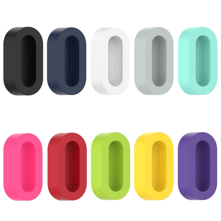 Set of 10 watch charging port dust plugs in multiple colors, arranged in rows