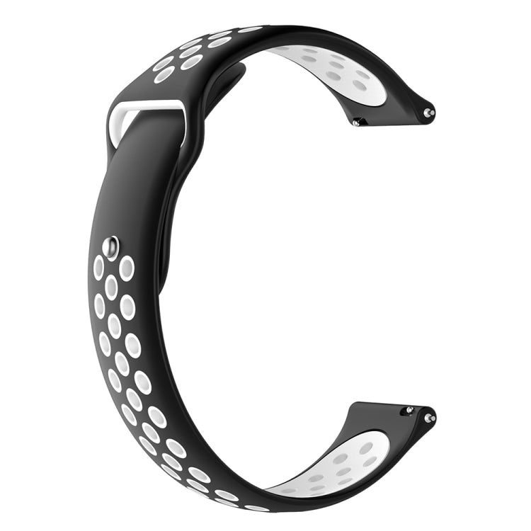Two-tone silicone watchband, black with light gray ring dots, adjustable strap ends