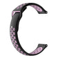 Two-tone silicone smartwatch wrist strap, black with purple ring pattern, clasp and pin