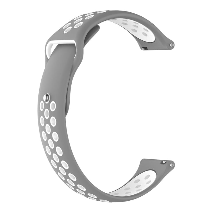 Two-color replacement watch strap band in dark gray with white perforated ring pattern