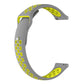 Two-tone replacement watch strap in gray with yellow-green perforated pattern