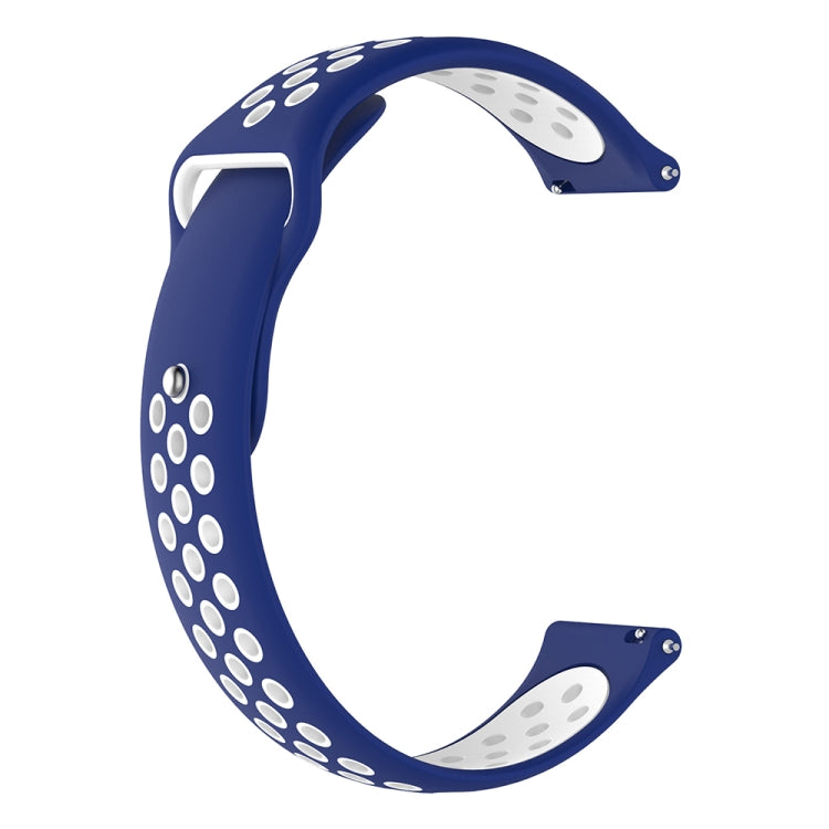 Two-tone replacement watch strap in blue with white perforated pattern