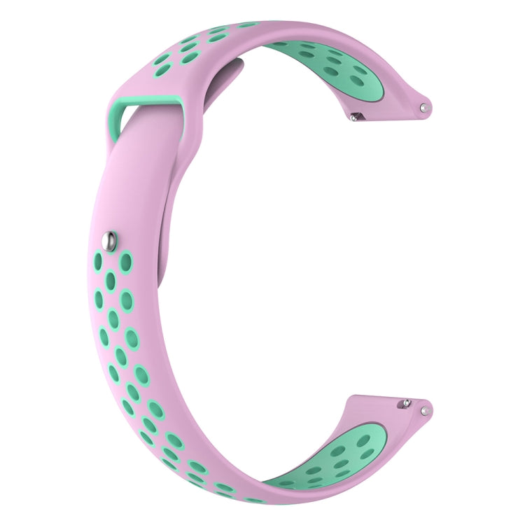 Two-tone replacement watch strap in pink with mint-green perforated pattern