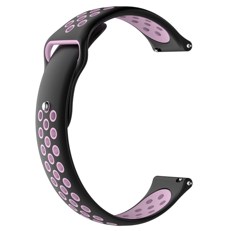 Two-tone silicone watchband, black with purple dotted ring design, side buckle