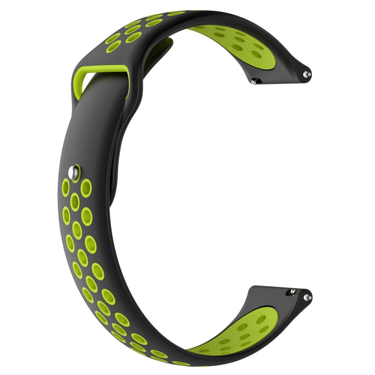 Two-color replacement watch strap band in black with neon yellow perforated oval accents
