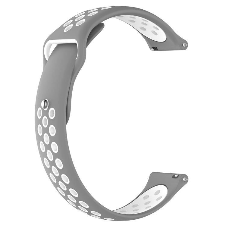 Two-color replacement watch strap band in gray with light gray and white dotted holes