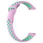 Two-tone replacement watch strap in pink with mint-green perforated pattern and buckle slots