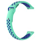 Two-tone replacement watch strap in teal with dark-blue perforated pattern and end screws