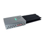 Handheld signal jammer with silver control panel and multiple black antenna rods