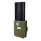 Handheld signal jammer with olive body and multiple black antenna rods