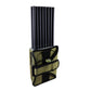 Handheld signal jammer with olive case and black antenna rods with carrying strap