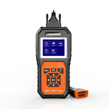 KONNWE OBD2 car diagnostic scanner with color screen and orange control buttons