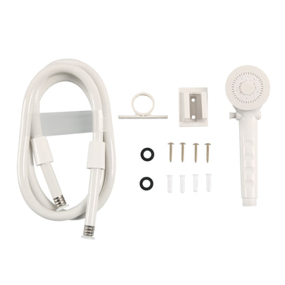 White flexible shower hose with handheld spray and fittings, 1.5 m shower pipe kit