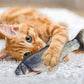 Electric USB cat simulation fish toy with blue-gray fish design, cat playing