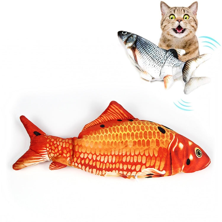 Electric USB cat simulation fish toy with orange-red fish design for cats
