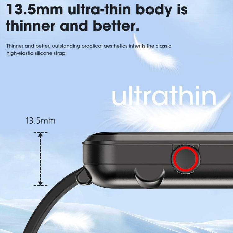 Ultra-thin black smart bracelet smartwatch body with rounded strap ends