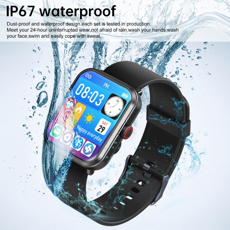 Waterproof black smart bracelet smartwatch with screen on and splash background