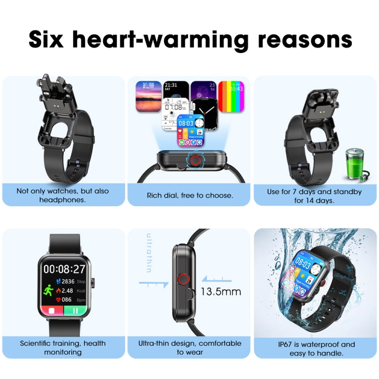 Black smartwatch with bright touchscreen displaying colorful fitness and health app icons.