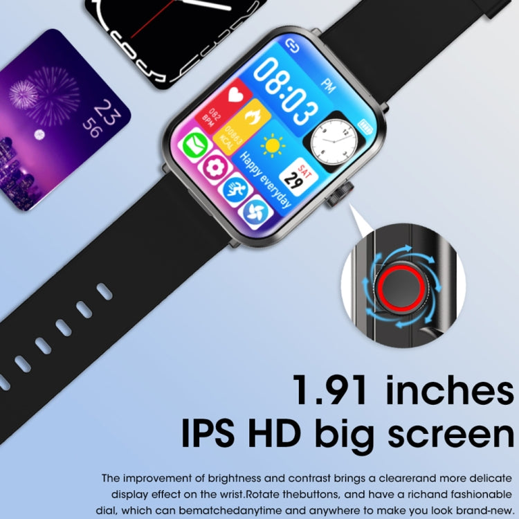 Black smartwatch close-up with large color screen and fitness icons on the face.