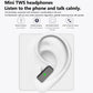 Wireless earbuds in a white charging case with compact earbud design.