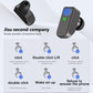 Black wireless earbuds with charging case and green indicator light.