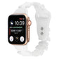 White butterfly hollow silicone watch band on Apple Watch with butterfly cutout pattern.