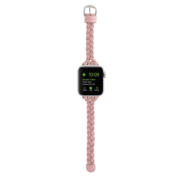 Apple Watch braided nylon elastic band, blush pink braided strap with metal clasp
