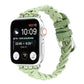 Light green braided elastic nylon Apple Watch band with metal buckle and clasp