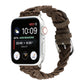 Brown elastic nylon braid watch band for Apple Watch with metal buckle clasp
