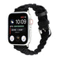 Black braided elastic nylon watch band with braided links and metal clasp