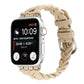 Beige braided nylon watch band with side clasp and strap loop for Apple Watch