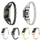 Diamond metal watch bands: black, silver, gold, and rose gold with rhinestone links