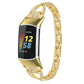 Gold diamond metal watch band with rhinestone side links for Fitbit Charge