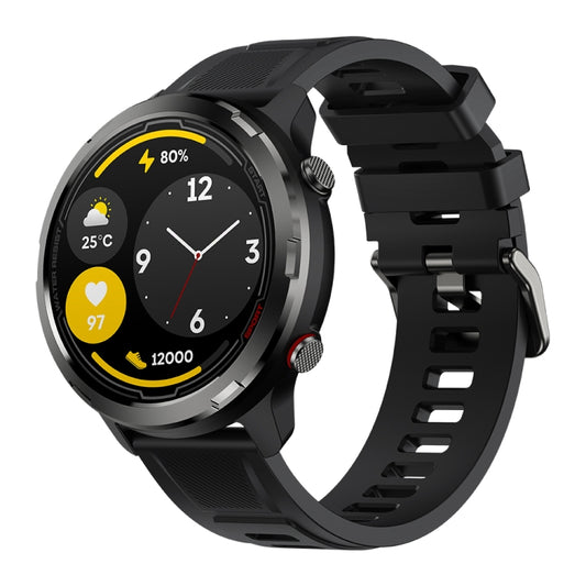 Black Zeblaze Stratos 2 Lite smart watch with round display and black silicone strap