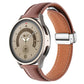 Folding Buckle Plain Weave Genuine Leather Watch Band, 20mm, 22mm