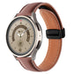 Folding Buckle Plain Weave Genuine Leather Watch Band, 20mm, 22mm