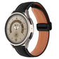 Folding Buckle Plain Weave Genuine Leather Watch Band, 20mm, 22mm