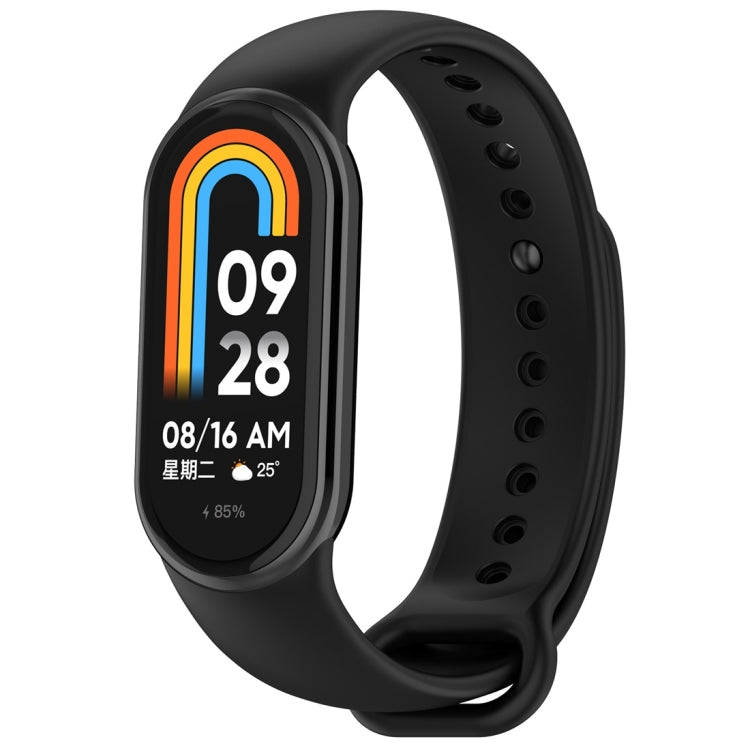 Black silicone smartwatch band with oval tracker body, perforated holes