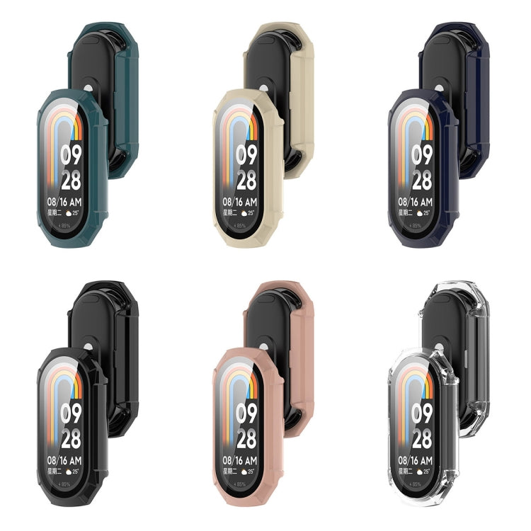 Protective watch cases in multiple colors with integrated tempered glass window for Mi Band 8