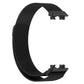 Black milanese metal watch band, mesh strap with adjustable clasp tabs, Huawei Band 10/9/8