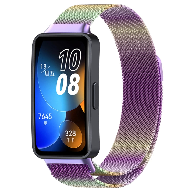 Colorful milanese metal watch band, woven mesh with clasp, for Huawei Band 10/9/8