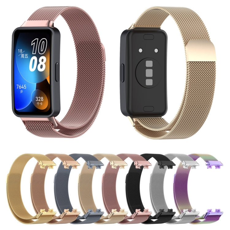 Milanese metal watch band set with rose pink and gold tone mesh straps, adjustable clasp