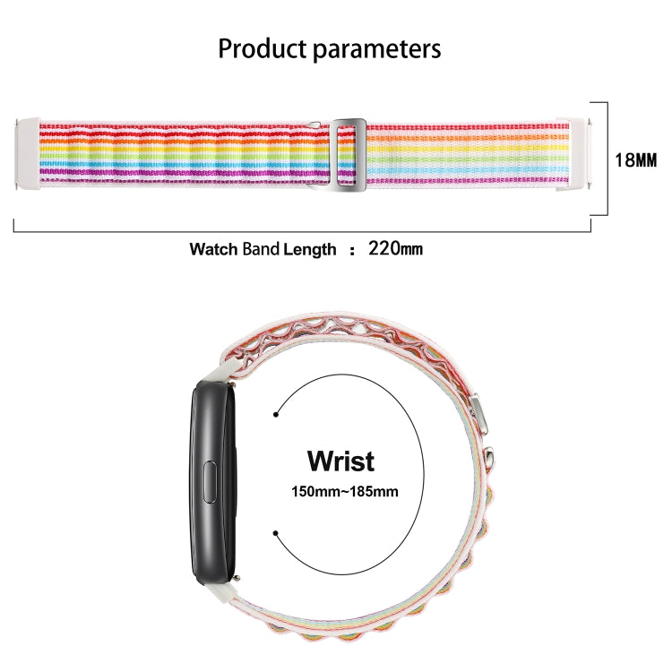 Loop nylon watch band, multicolor woven strap with metal clasp, for fitness tracker