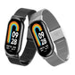 Pair of Milanese metal watch bands with clasp, shown in gray