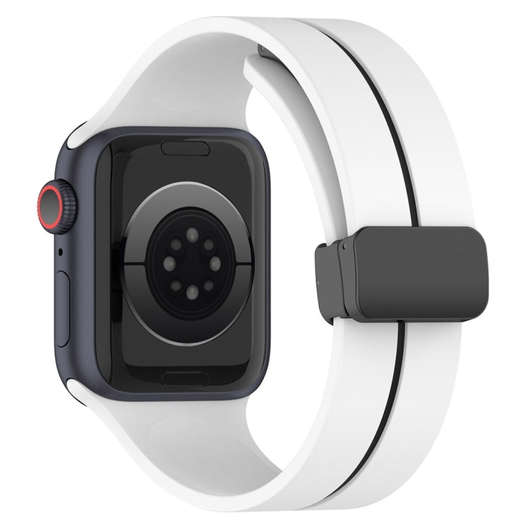 Two-color folding buckle silicone watch band, dark gray and black with red accent