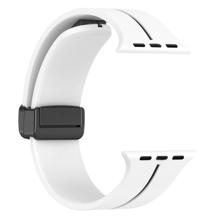 Two-color folding buckle silicone watch band, white and black, clasp view