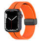 Two-color folding buckle silicone watch band, orange and black with red accent