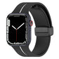 Two-color folding buckle silicone watch band, black and dark gray with red accent