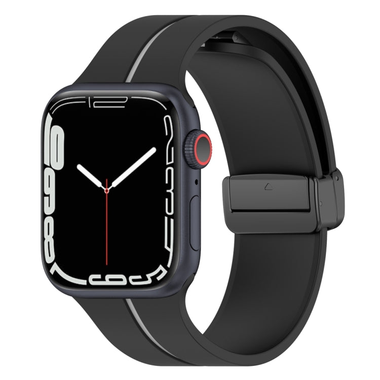 Two-color folding buckle silicone watch band, dark gray and black with subtle red