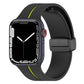 Silicone watch band with folding buckle, black with lime green accent, for Apple Watch